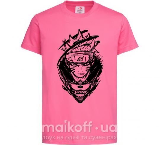 Детская футболка Naruto лис силуэт Ярко-розовый фото