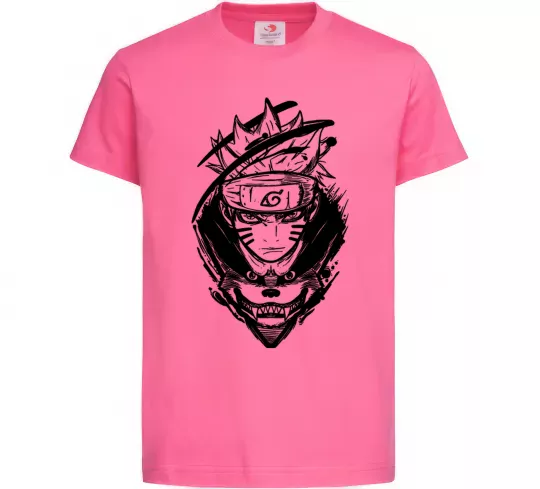 Детская футболка Naruto лис силует Ярко-розовый фото