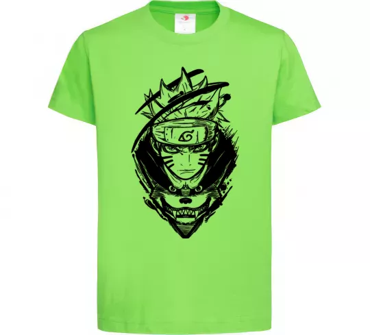 Детская футболка Naruto лис силует Лаймовый фото