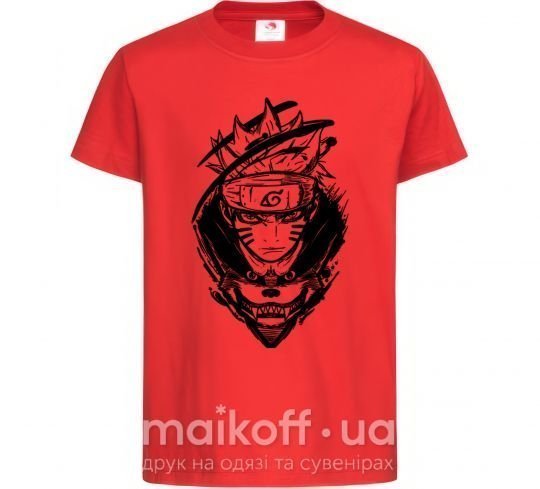 Детская футболка Naruto лис силуэт Красный фото