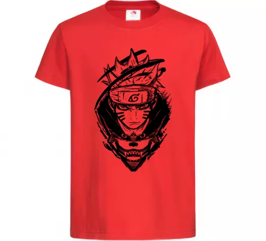 Детская футболка Naruto лис силует Красный фото