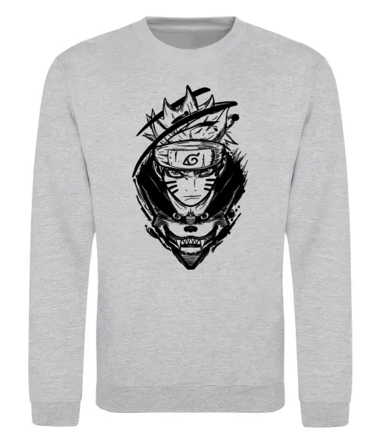 Світшот Naruto лис силует Сірий меланж фото