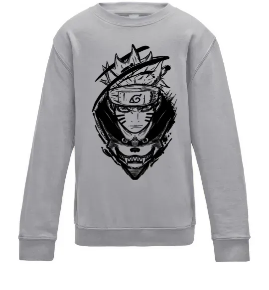 Детский Свитшот Naruto лис силует Серый меланж фото