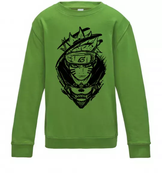 Детский Свитшот Naruto лис силует Лаймовый фото