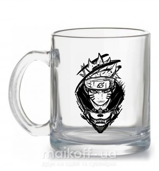 Чашка стеклянная Naruto лис силуэт Прозрачный фото