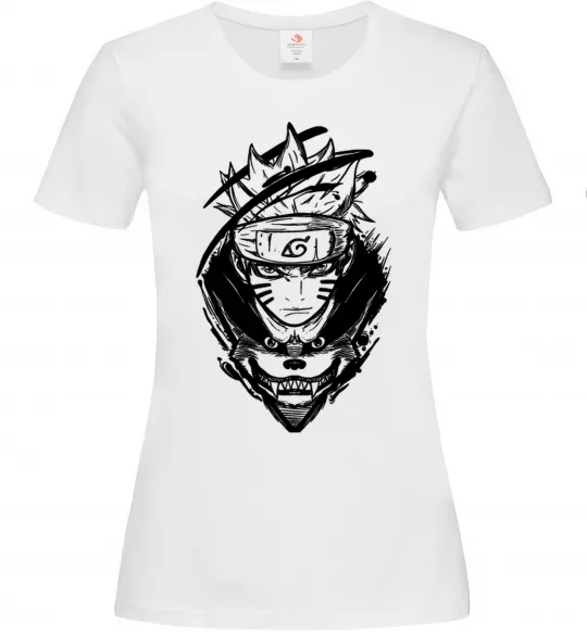 Жіноча футболка Naruto лис силует Білий фото
