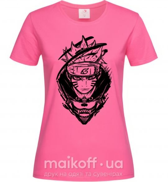 Женская футболка Naruto лис силуэт Ярко-розовый фото