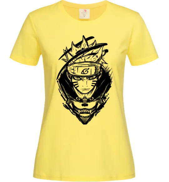 Жіноча футболка Naruto лис силует Лимонний фото
