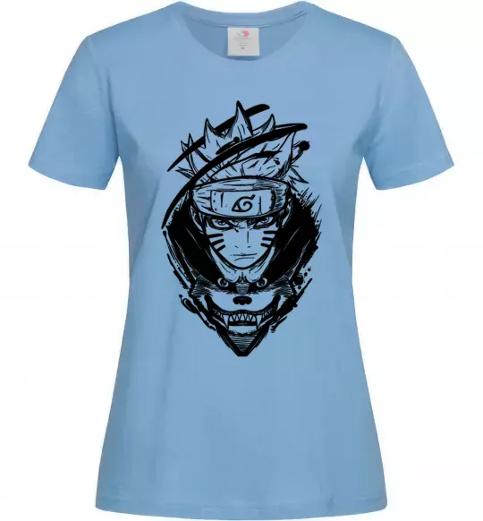 Жіноча футболка Naruto лис силует Блакитний фото