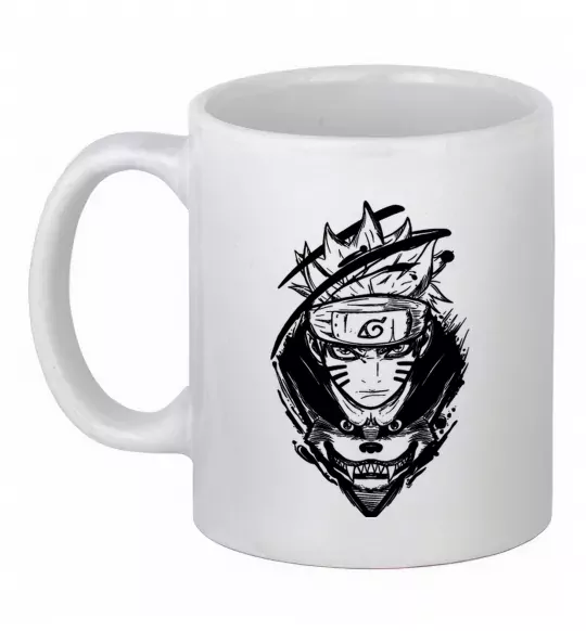 Чашка керамічна Naruto лис силует Білий фото