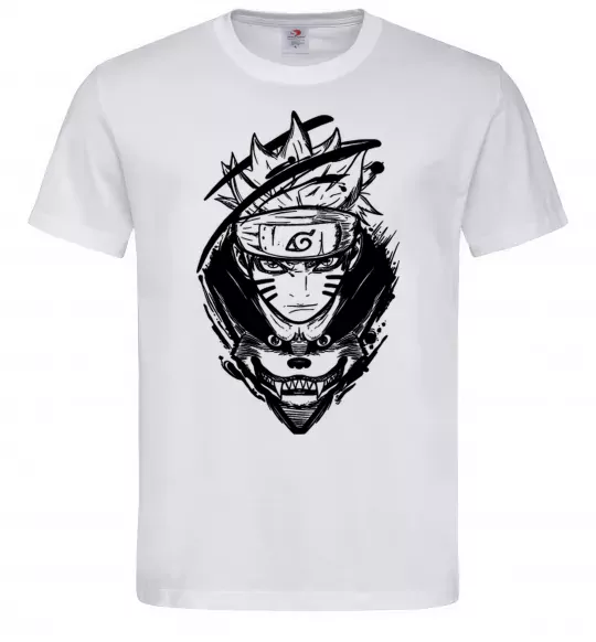 Мужская футболка Naruto лис силует Белый фото