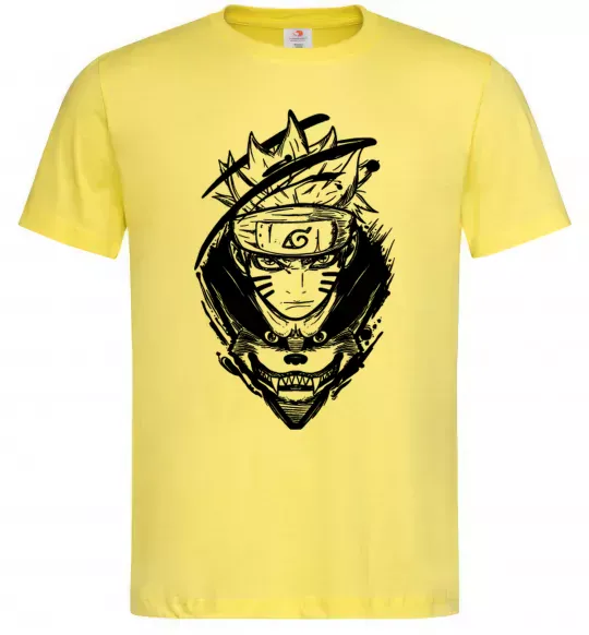 Мужская футболка Naruto лис силует Лимонный фото