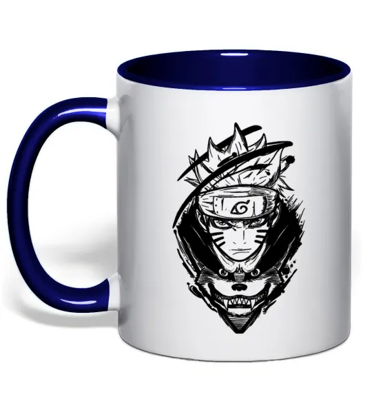 Чашка з кольоровою ручкою Naruto лис силует Глибокий темно-синій фото
