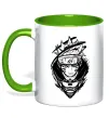 Чашка з кольоровою ручкою Naruto лис силует Зелений фото