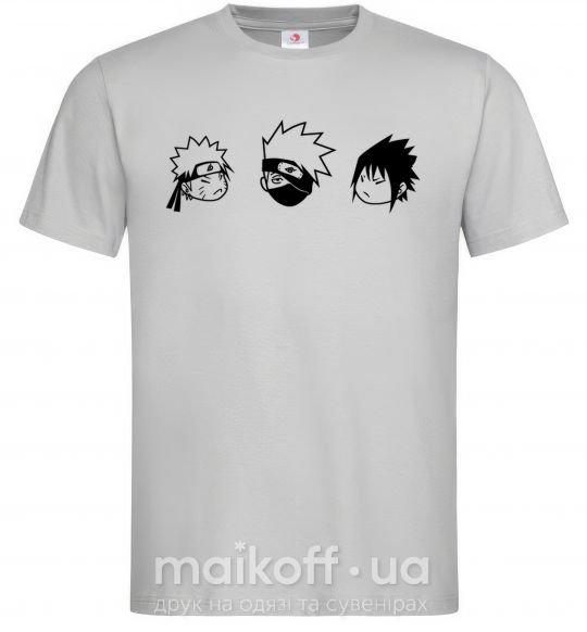 Мужская футболка Naruto sasuke kakashi Серый фото