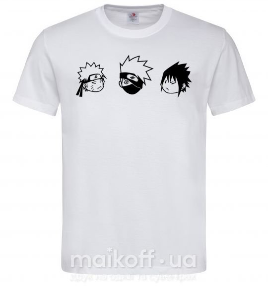 Мужская футболка Naruto sasuke kakashi Белый фото