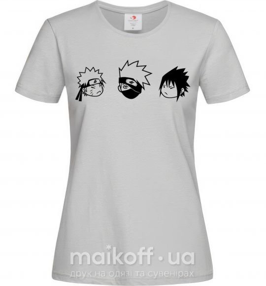 Жіноча футболка Naruto sasuke kakashi Сірий фото