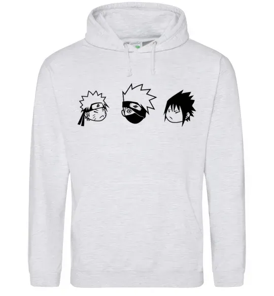 Чоловіча толстовка (худі) Naruto sasuke kakashi Сірий меланж фото