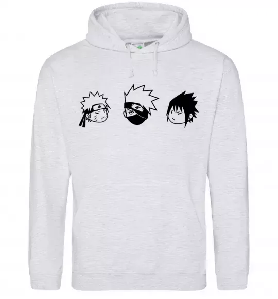 Женская толстовка (худи) Naruto sasuke kakashi Серый меланж фото