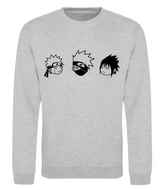 Світшот Naruto sasuke kakashi Сірий меланж фото