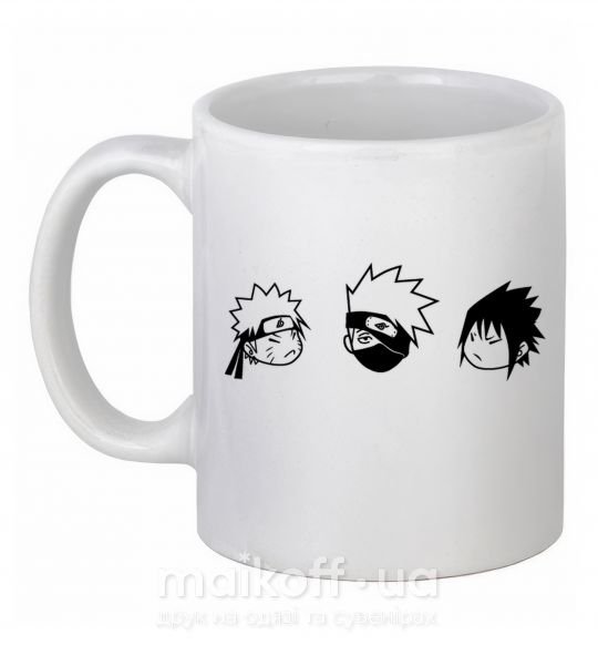 Чашка керамічна Naruto sasuke kakashi Білий фото