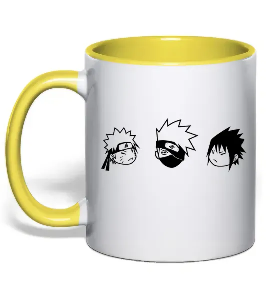 Чашка з кольоровою ручкою Naruto sasuke kakashi Сонячно жовтий фото