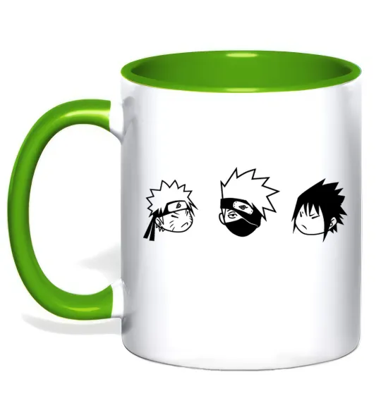 Чашка с цветной ручкой Naruto sasuke kakashi Лаймовый фото