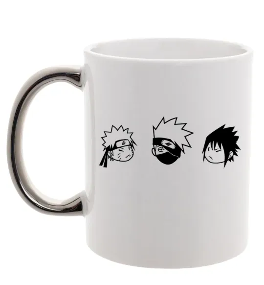 Чашка з кольоровою ручкою Naruto sasuke kakashi Срібло фото