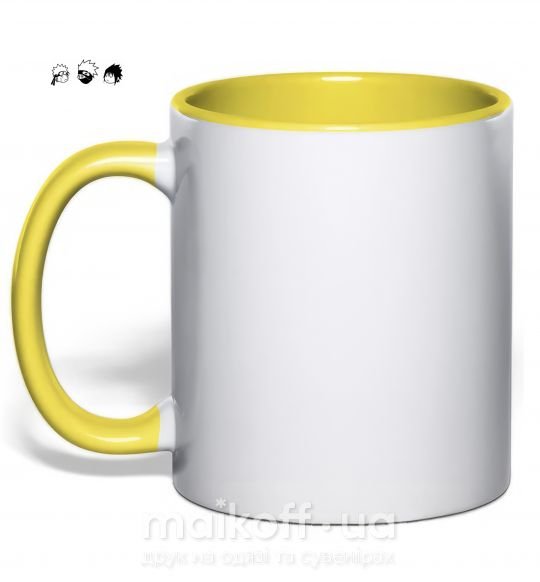 Чашка с цветной ручкой Naruto sasuke kakashi Солнечно желтый фото