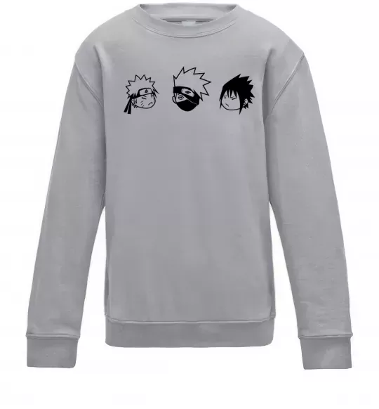 Детский Свитшот Naruto sasuke kakashi Серый меланж фото