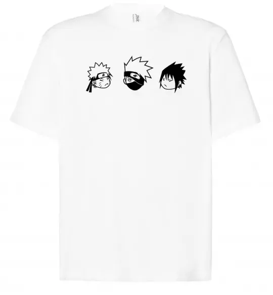 Футболка Оверсайз Naruto sasuke kakashi Білий фото