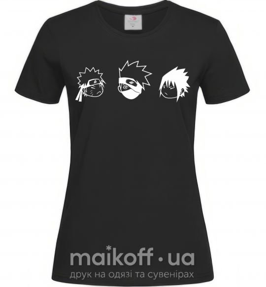 Женская футболка Naruto sasuke kakashi Черный фото