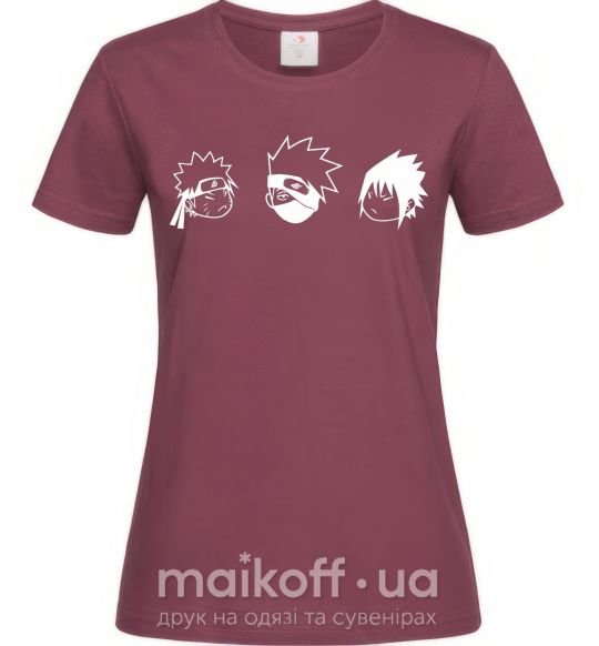 Жіноча футболка Naruto sasuke kakashi Бордовий фото