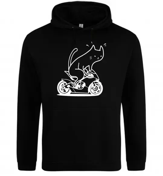 Мужская толстовка (худи) Cat rider Черный фото