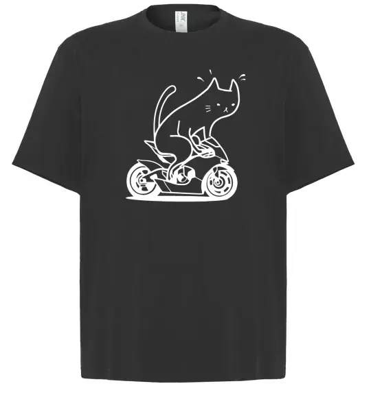 Футболка Оверсайз Cat rider Чорний фото