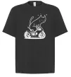 Футболка Оверсайз Cat rider Чорний фото