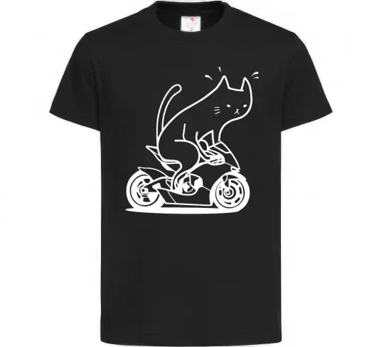 Дитяча футболка Cat rider Чорний фото