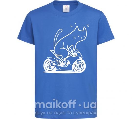Детская футболка Cat rider Ярко-синий фото