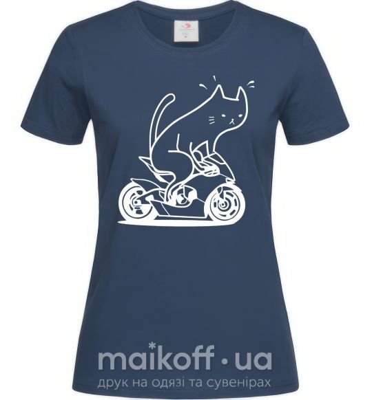 Жіноча футболка Cat rider Темно-синій фото