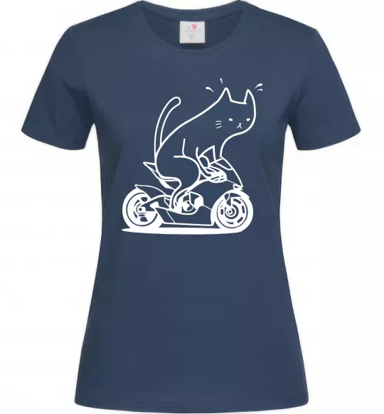 Жіноча футболка Cat rider Темно-синій фото