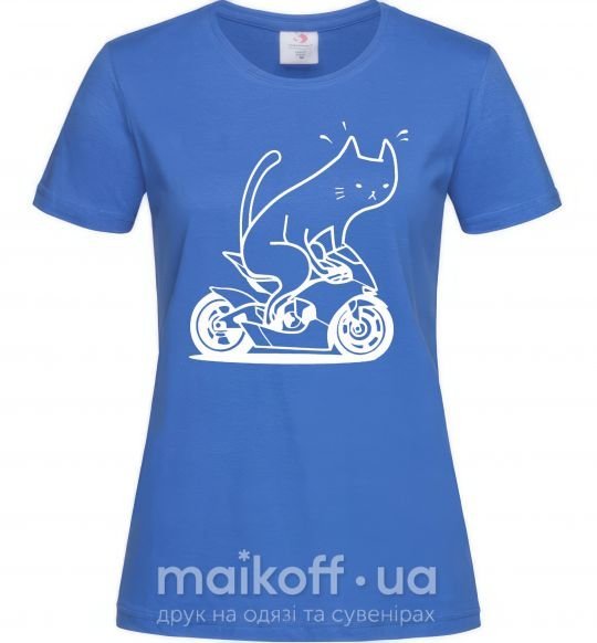 Жіноча футболка Cat rider Яскраво-синій фото