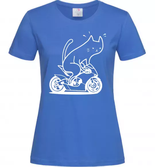 Жіноча футболка Cat rider Яскраво-синій фото