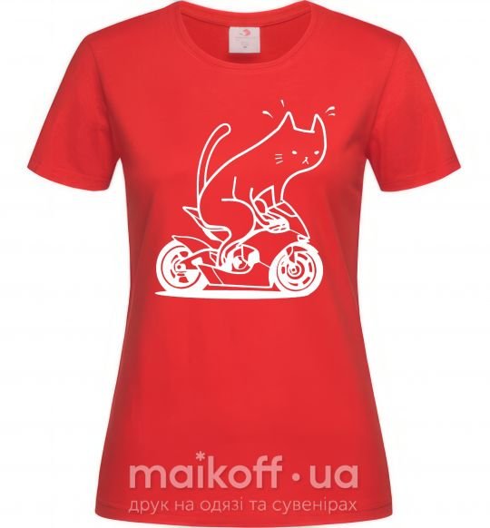 Жіноча футболка Cat rider Червоний фото
