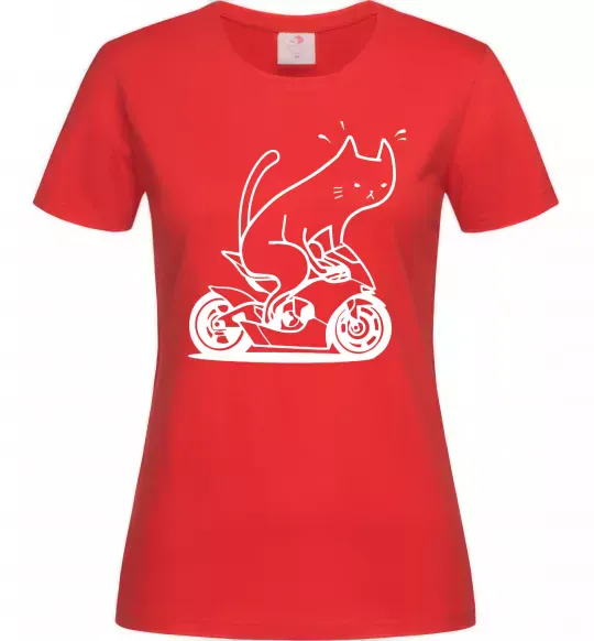 Жіноча футболка Cat rider Червоний фото