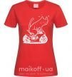 Женская футболка Cat rider Красный фото