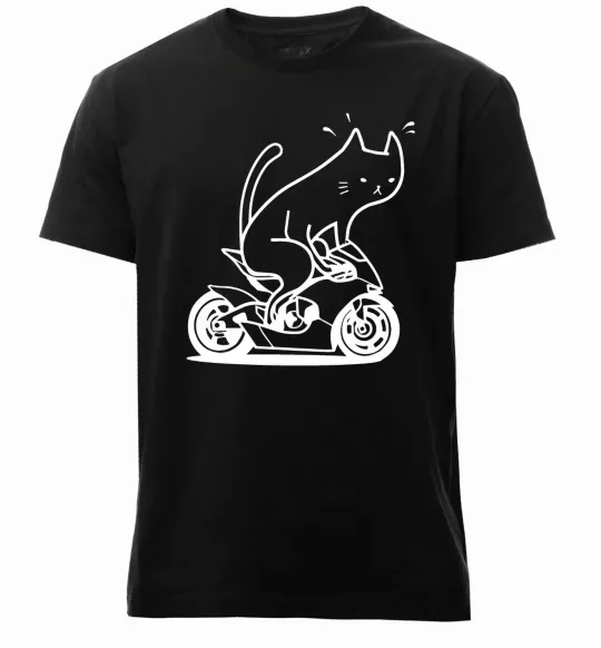 Чоловіча преміум футболка Cat rider Чорний фото