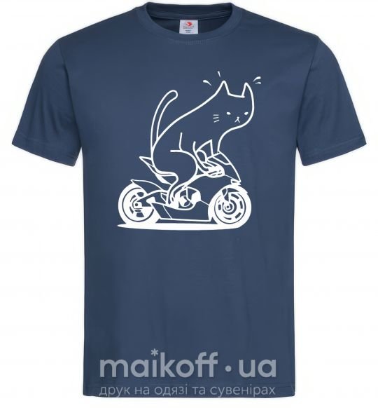 Мужская футболка Cat rider Темно-синий фото