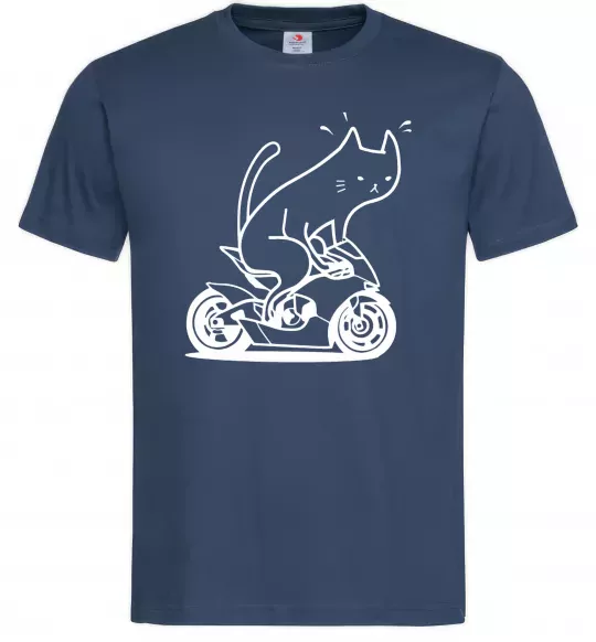 Чоловіча футболка Cat rider Темно-синій фото