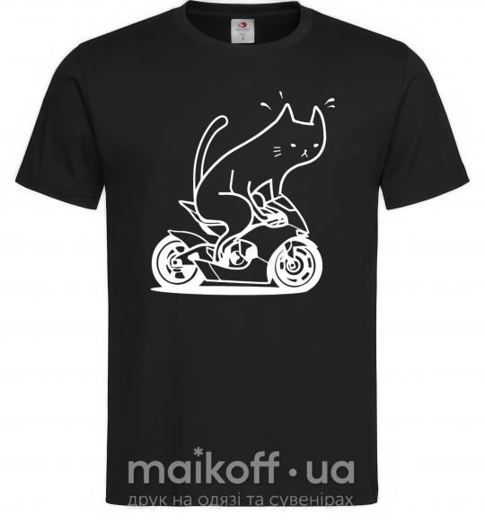 Чоловіча футболка Cat rider Чорний фото