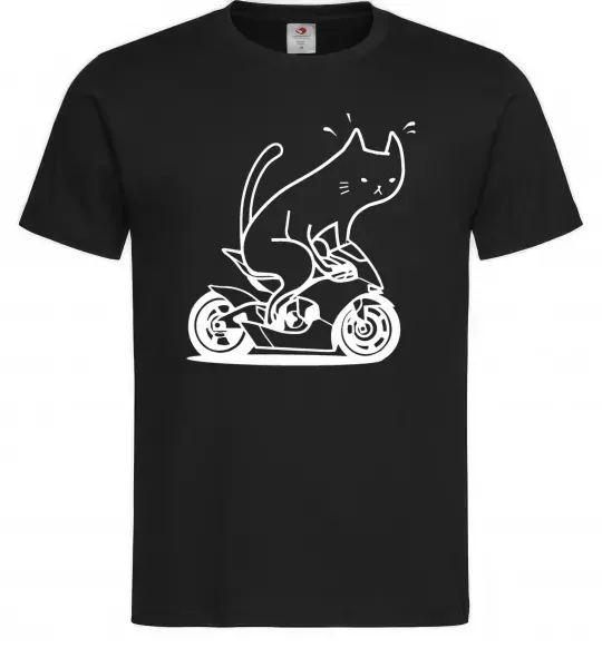 Чоловіча футболка Cat rider Чорний фото